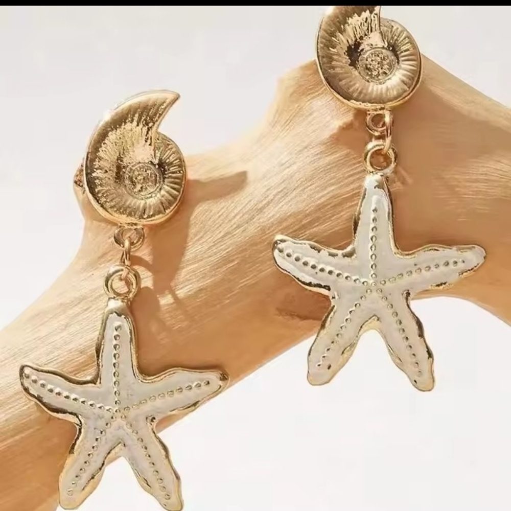 Earrings Women's Starfish Crystal Stone‎ Dangle New F48